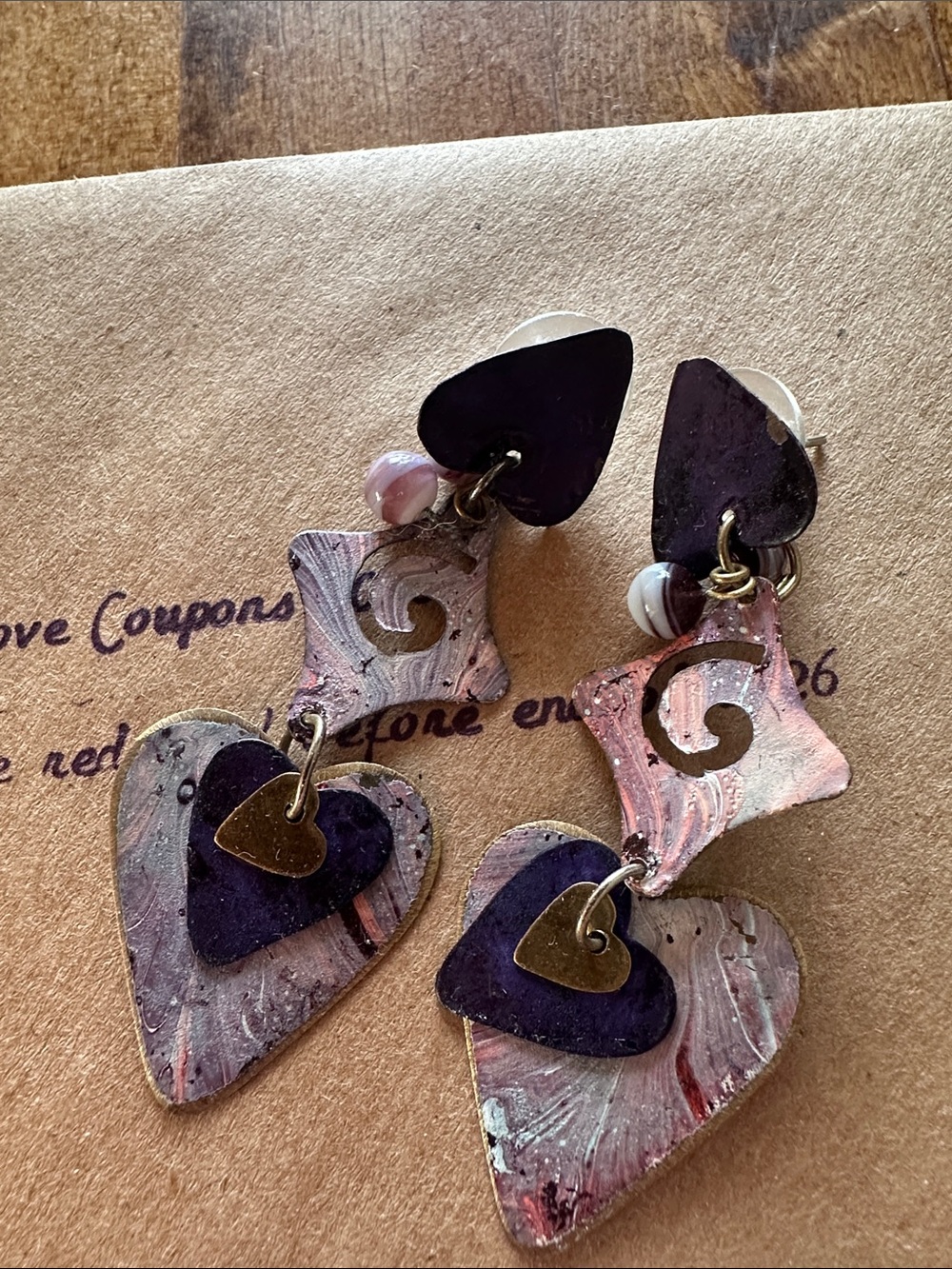 Purple Heart Dangle Earrings